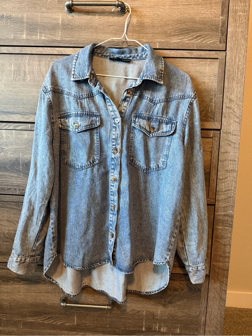 Jane and Delancey Light Blue Denim Button-Down Shirt